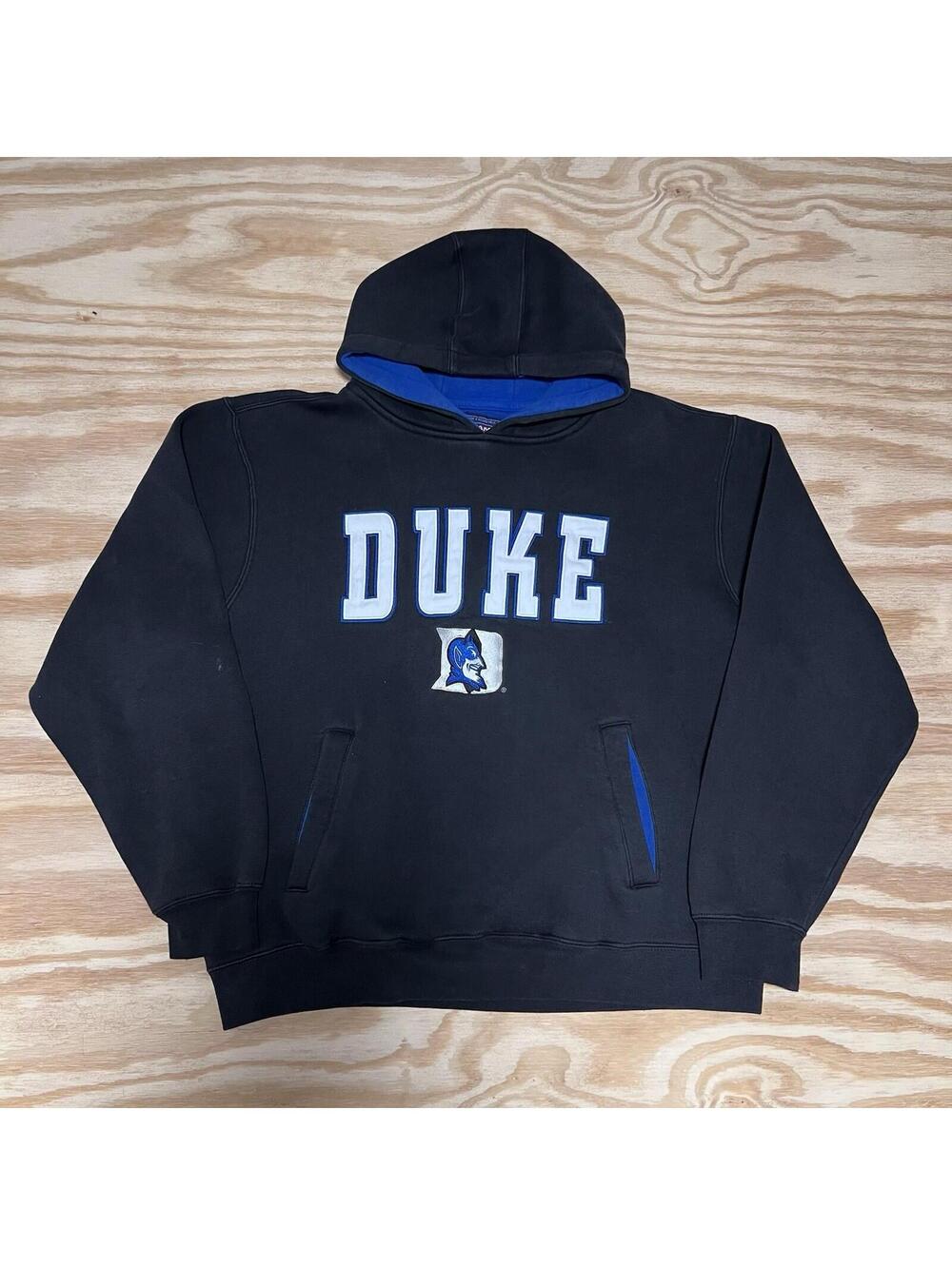 Vintage 00s Champs duke university blue Devils embroidered black hoodie Sz M